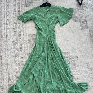Maje Green Maxi dress with adjustable tie belt